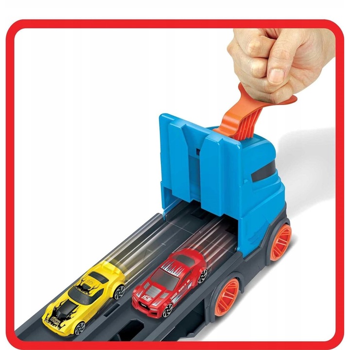 Hot Wheels Transporter 2w1 cu 10 masinute, set de curse, multicolor, dimensiuni 30x45cm