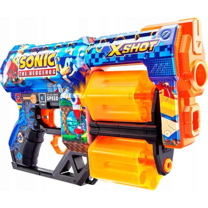 Blaster Zuru X-Shot Skins Sonic Dread, 12 sageti, 27m, multicolor