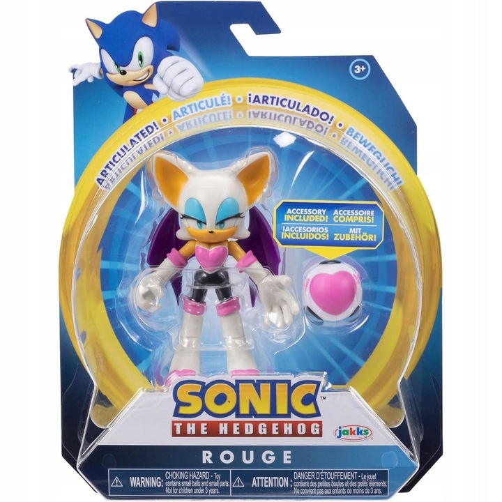 Фигурка Sonic the Hedgehog 10 см Rouge the Bat с Heart Bomb, лицензирана, 13 точки на артикулация