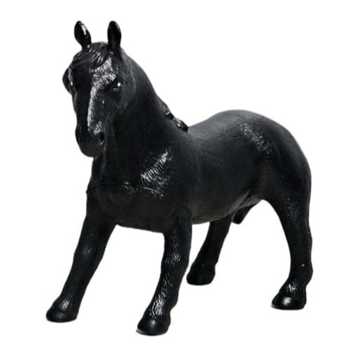 Figurina Cal, realist, negru, 25 cm