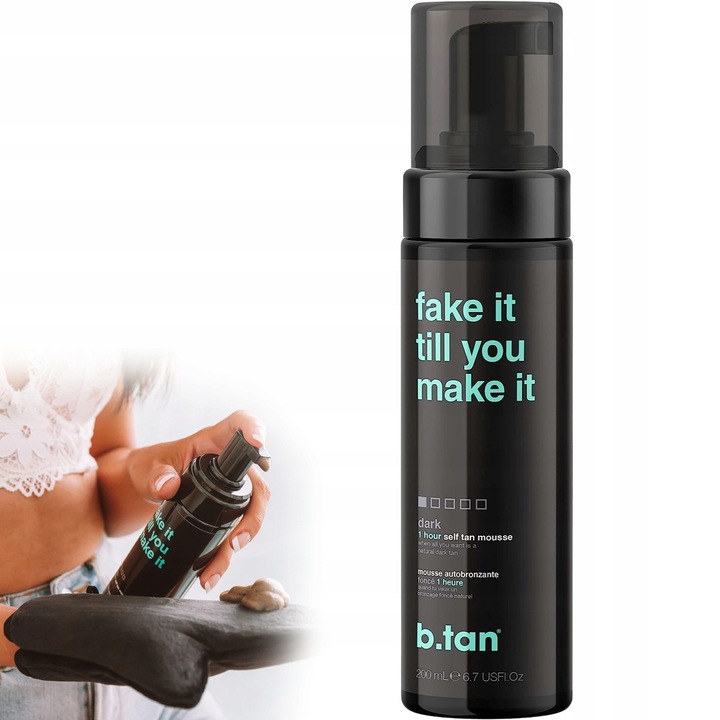 Spuma autobronzanta, b.tan Fake It Till You Make It, 200 ml, naturala, vegana, culoare aurie
