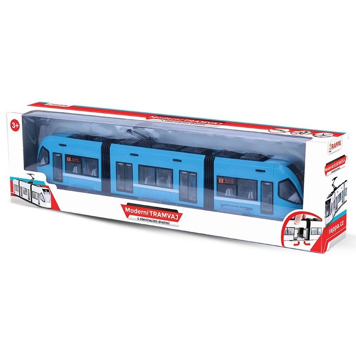 Trenulet de jucarie, Rappa, Tramvai Ostrawa, 45cm, albastru