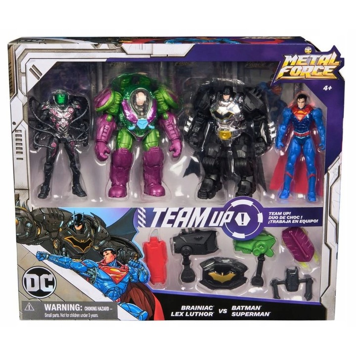 DC Metal Force figura, 4 figurás Team Up készlet