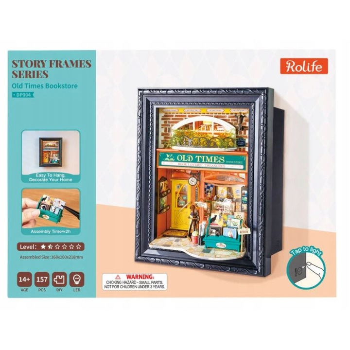 Model 3D de montat, Ksiegarnia Old Times, 157 piese, 16,5x16,5x10cm