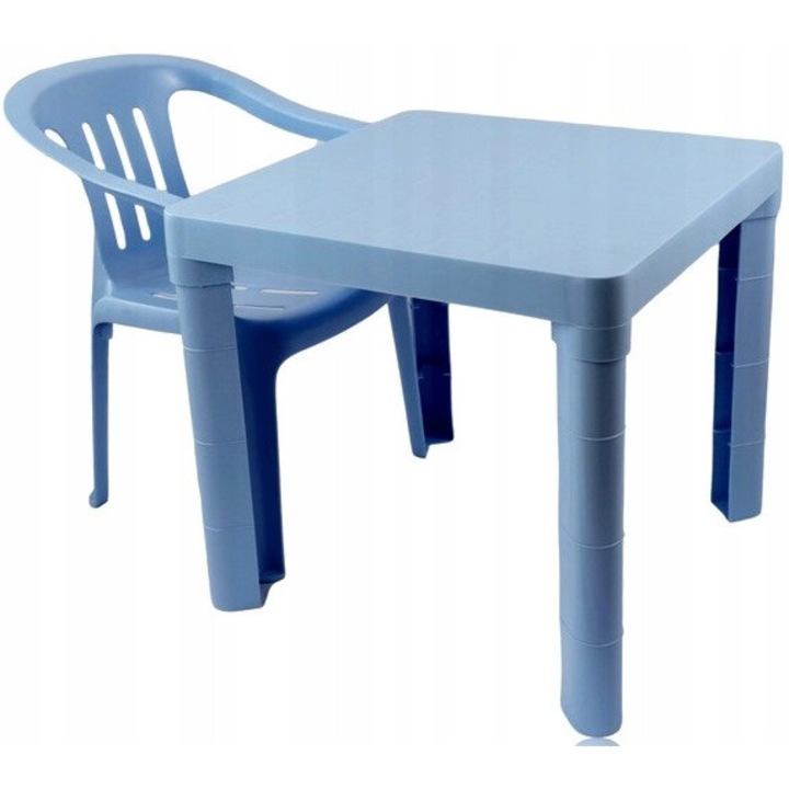 Masa pentru copii/masuta din plastic, rezistenta la intemperii, usoara, albastru, 42x46x46 cm