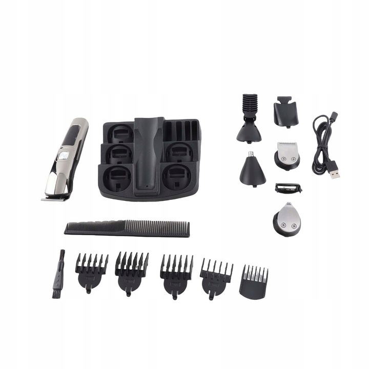 Aparat de tuns, set 11 in 1, fara fir, argintiu