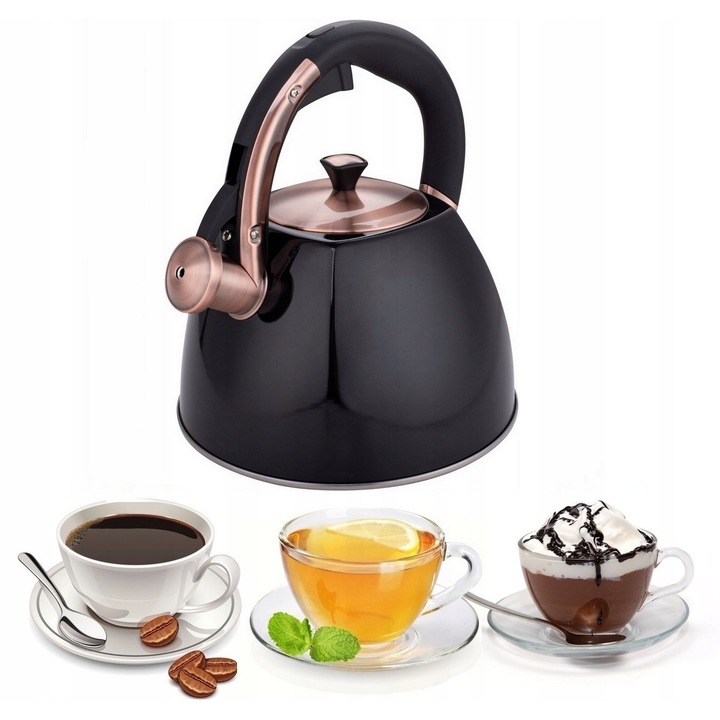 Modern teáskanna síppal, Edenberg, 3L, fekete