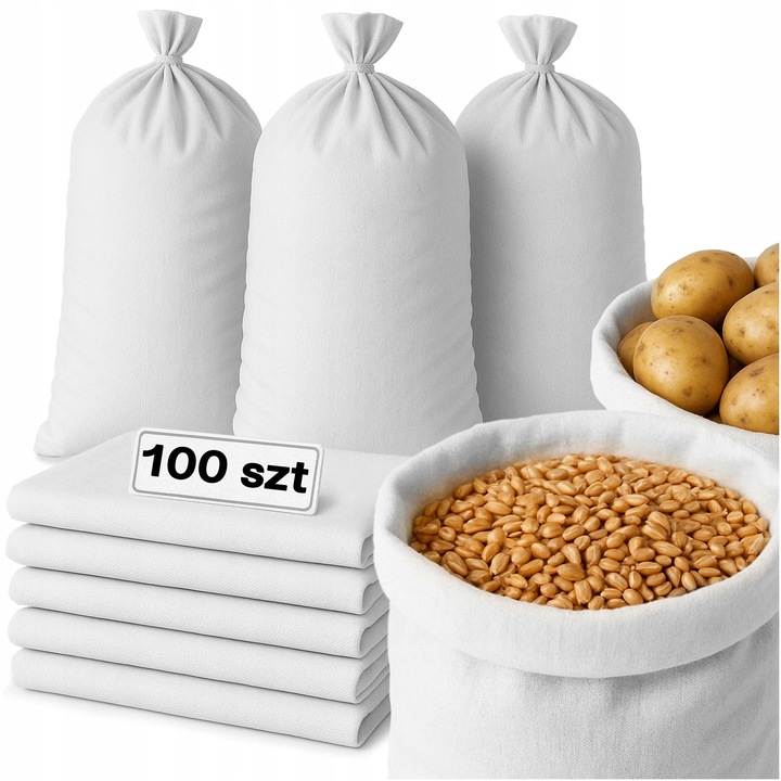 Saci menajeri, Vilcor, set 100 buc, 50x80cm, alb, rezistenti la greutati mari