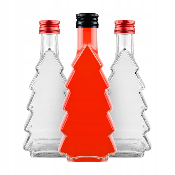 Set de 20 sticle sticla CHOINKA 250ml pentru lichior, cadou de Craciun, multicolor, 19,1x7,5cm