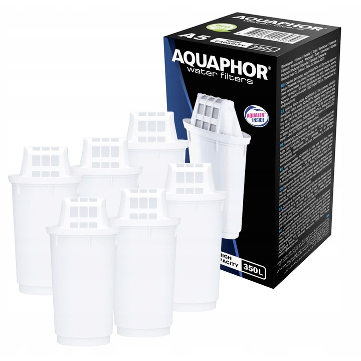 Set 6 Cartuse filtrante Aquaphor A5, activ carbon, rasina ionica, multicolor