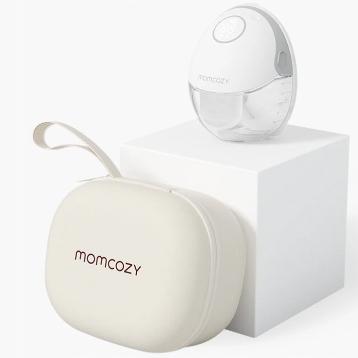 Pompa de san electrica Momcozy M6, 9 niveluri de aspiratie, culoare gri, capacitate 180 ml, set cu accesorii