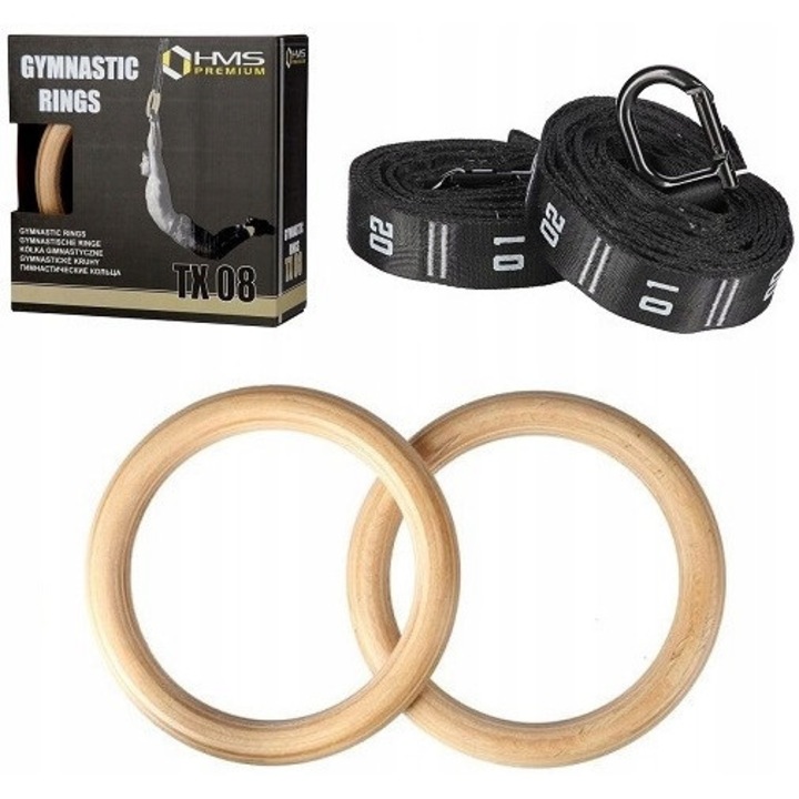 Accesorii fitness, HMS, Kolka Koleczka Gimnastyczne Drewniane, cu miarka, 2 bucati