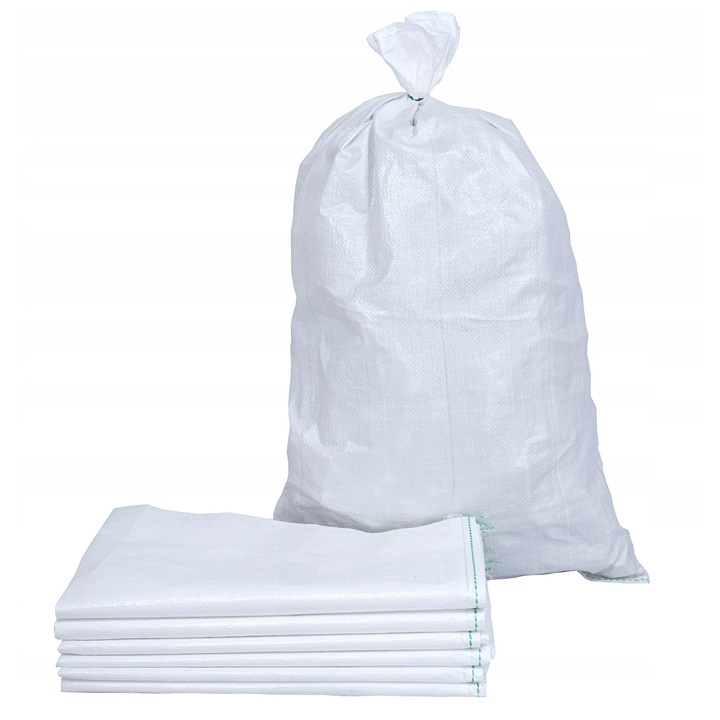 Sac polipropilenic Decortrend, 65x105cm, 50kg, pentru transport si depozitare materiale, alb, set 70 buc.