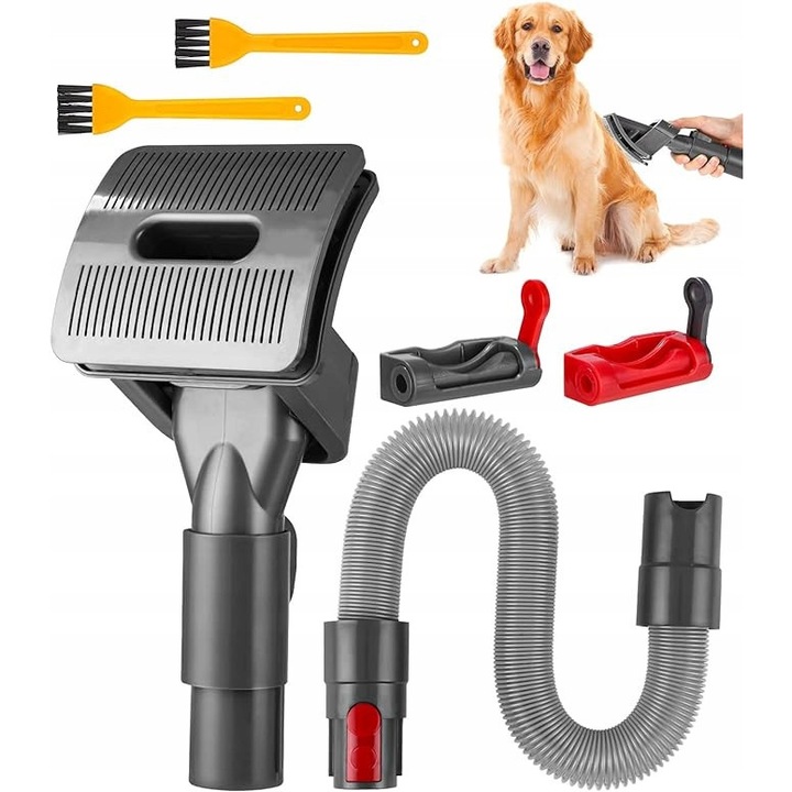 Set de ingrijire pentru animale GALAX, perie pentru caini, adaptor, furtun prelungitor, 1x perie, 2x blocare, 2x periuta, compatibil cu aspiratoare Dyson V7-V15