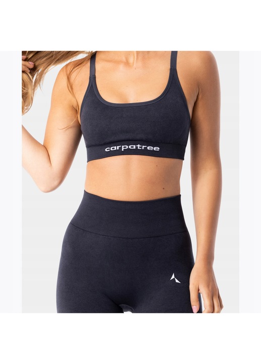 Bustiera sport, Carpatree, Yasmine, efect stone wash, negru, material elastic, XS INTL