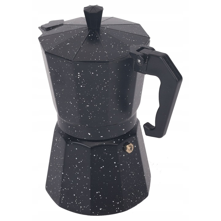 Espressor pentru aragaz Elitehoff, 12 cesti, aluminiu, negru, 18x11x25cm