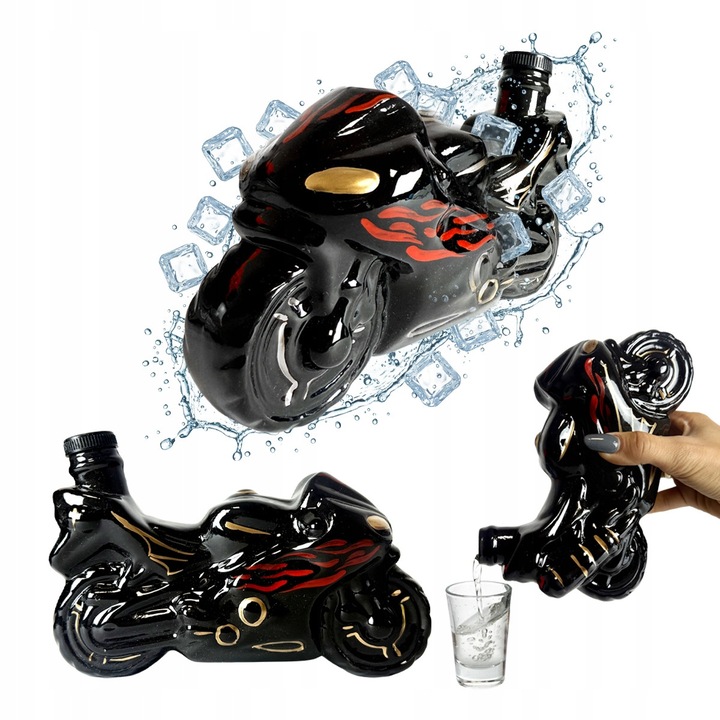 Butelca ceramica motociclu 0,5L, design unic, 21x8,5cm, Bimberek
