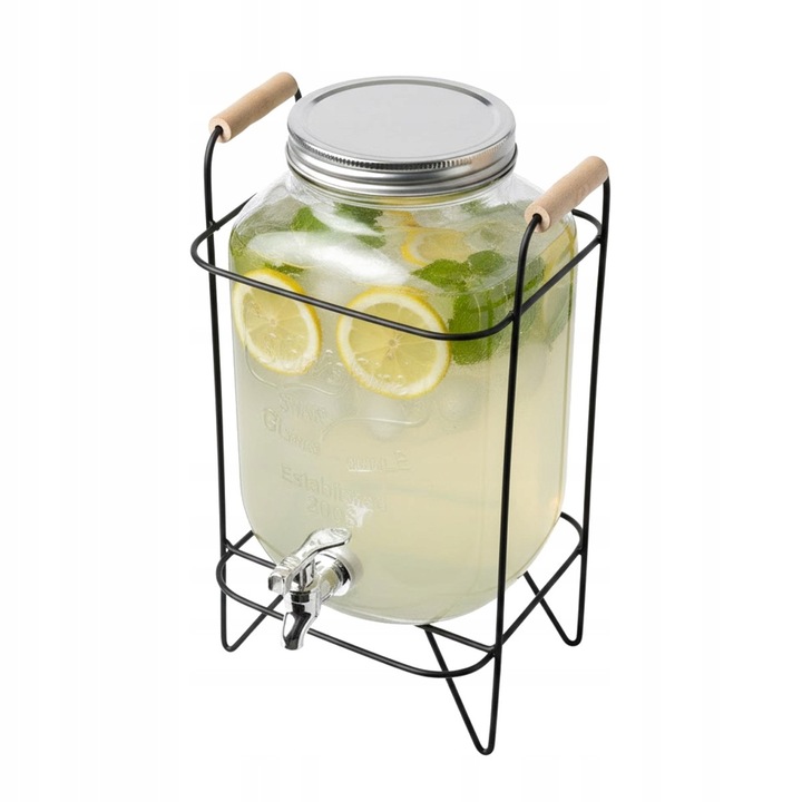 Dispenser sticla 5L cu robinet, Bimberek, suport metalic, pentru bauturi racoritoare
