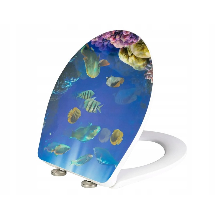 Deska de toaleta LIVARNO 3D cu mecanism de inchidere lenta, Duroplast, 45,4x38,5x6 cm, culoare subacvatica