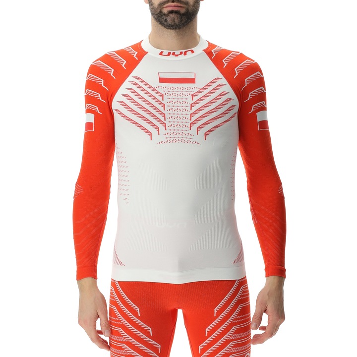 Bluza sport UYN Natyon 3.0, alb/rosu
