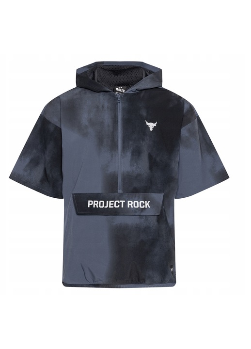 Jacheta sport barbati Under Armour Project Rock, gri, impermeabila, 4Way Stretch, gluga integrata, maneca 1/2, M INTL