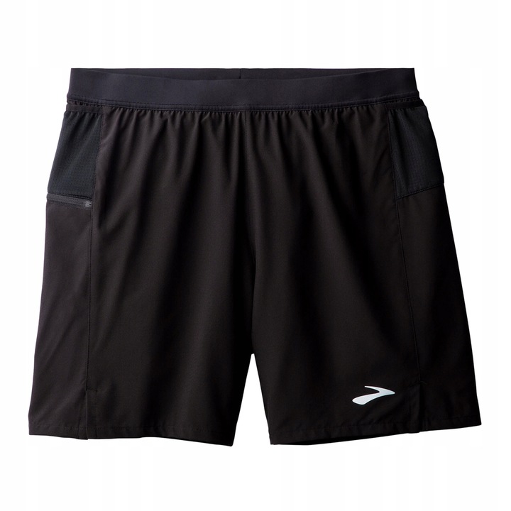 Pantaloni scurti sport barbati, Brooks, negru, cu elemente reflectorizante, poliester/elastan