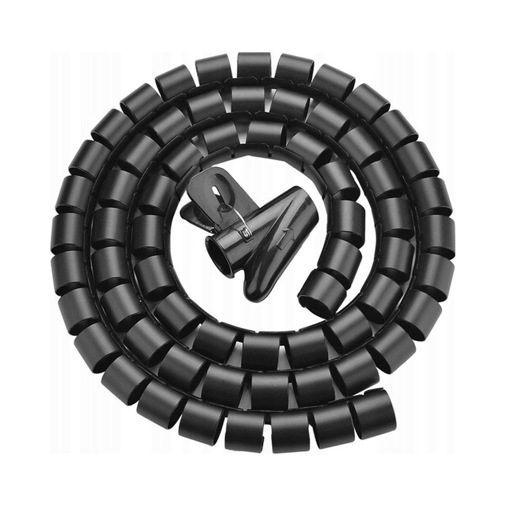 Organizator cabluri UGREEN, tuba 3m, diametru 25mm, negru, pentru 11 cabluri