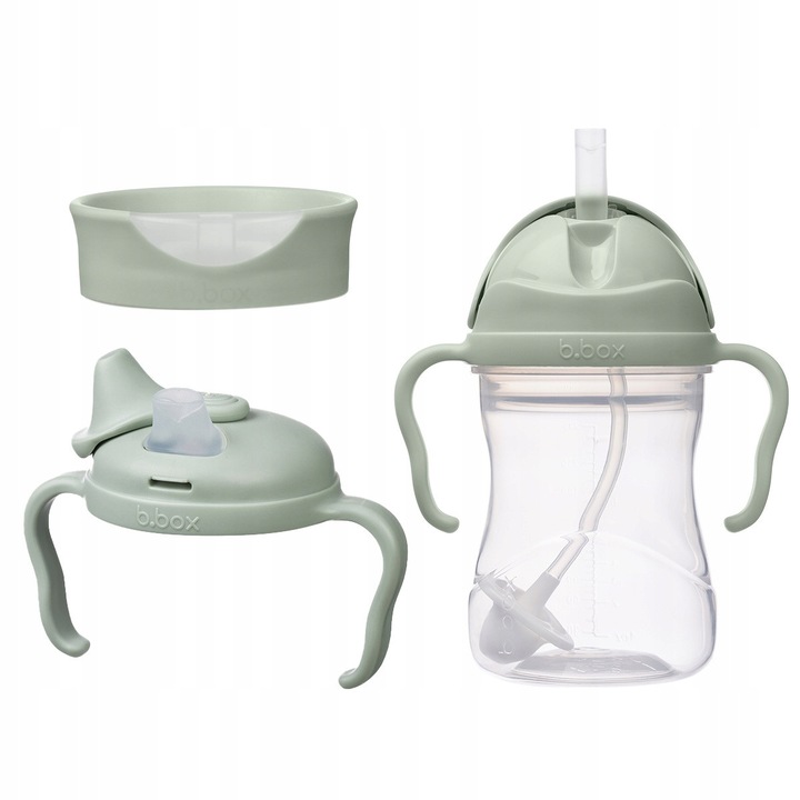 Cana de invatare B.Box set 3 in 1 240 ml, silicon, fara BPA, cu pai, pentru copii de la 4 luni