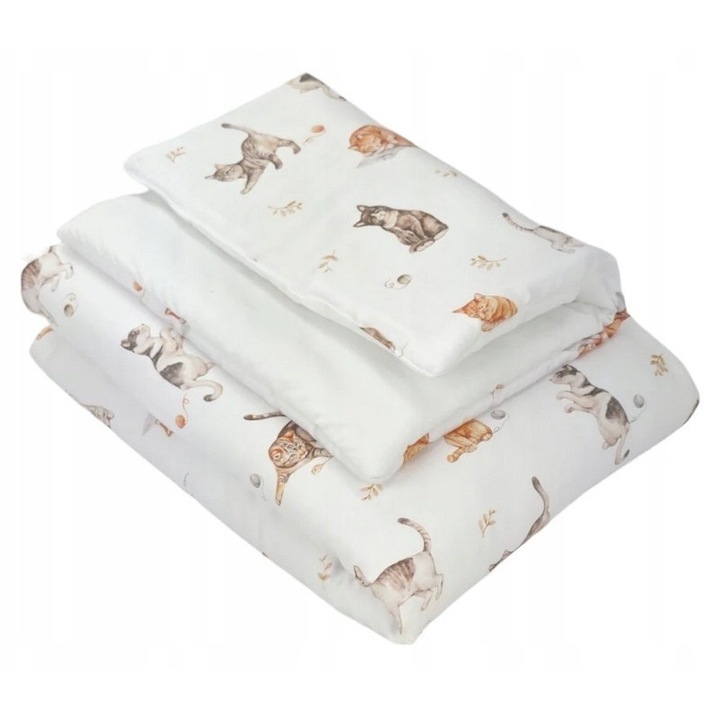 Lenjerie patut copii, Koell, Premium, set cu patura 120x90cm si pernuta 40x60cm, multicolor, dimensiune L