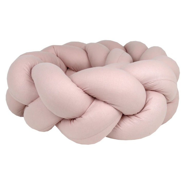 Ochranita pentru patut Koell, Warkocz, bumbac, 180x10cm, roz murdar