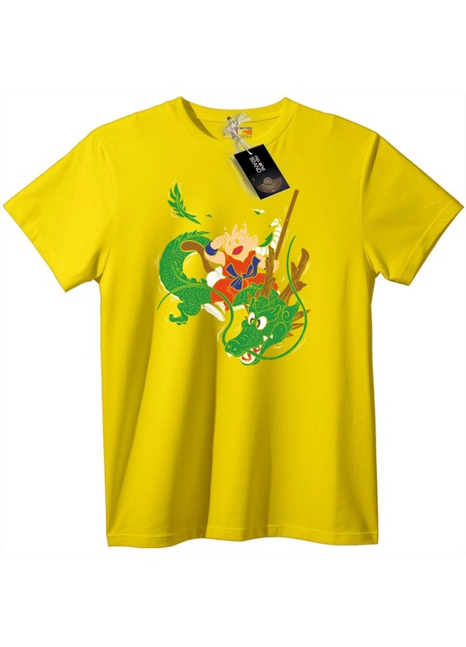 Póló Gokuval, aki Shenronon lovagol, Sárga