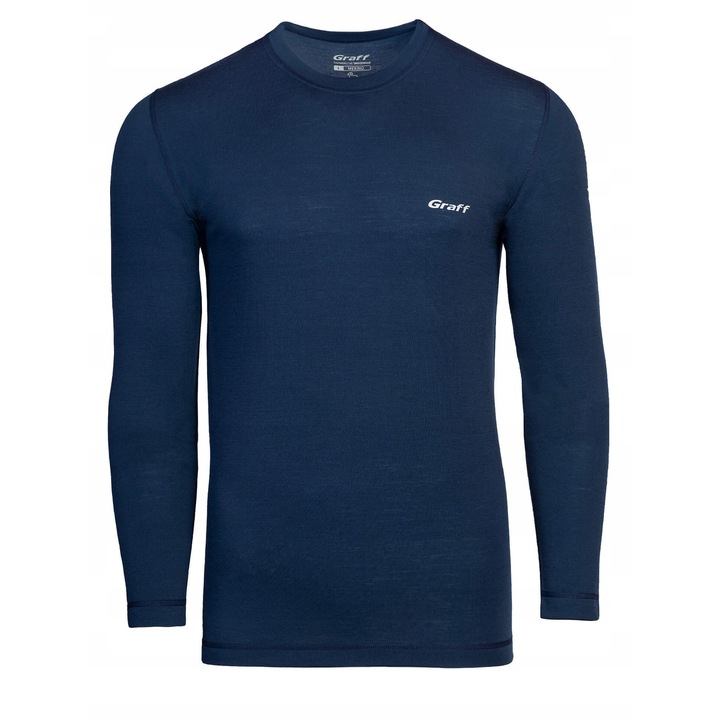 Bluza sport barbati Graff, cu maneca lunga, lana/poliester, bleumarin, M INTL