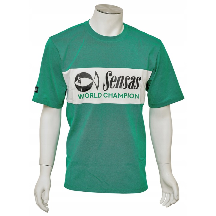 Tricou Sensas Club verde si alb, 49% bumbac, 46% poliester, 6% elastan, marimea S