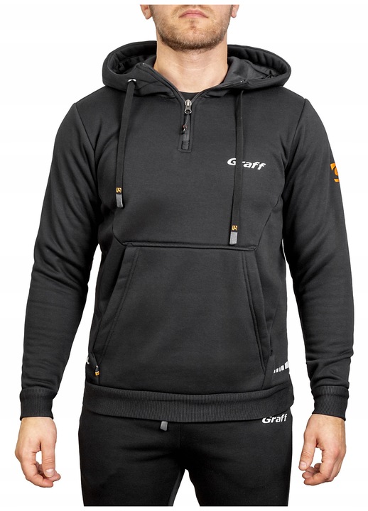 Hanorac barbati, Graff, cu gluga, fleece, negru