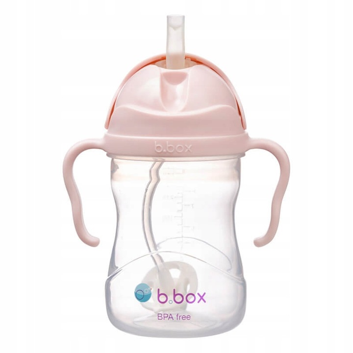 Sticla cu pai B.BOX 240 ml roz pastel
