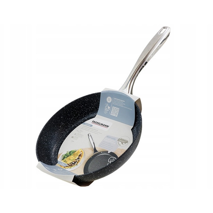 Tigaie Crossroad 24 cm, ceramica, fara PFAS, gri inchis, pentru inductie si cutit de metal nituit