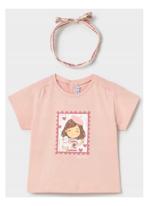 Tricou copii, Mayoral, cu bentita, bumbac, roz