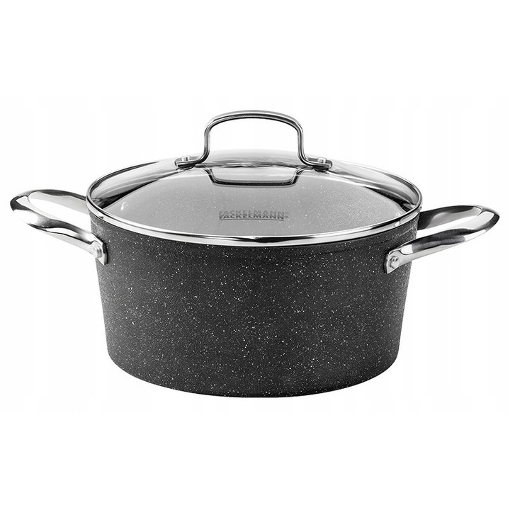 Oala cu capac 24cm Crossroad, ceramica antiaderenta, PFAS free, aluminiu, inaltime 12,3cm