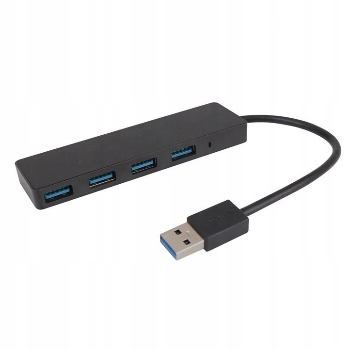 Hub USB 3.0, 4 porturi, 5 Gbps, negru, 107x30x10mm
