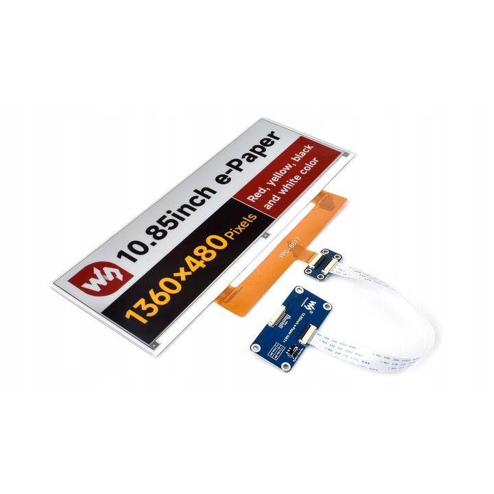 Модул e-Paper 10.85" Waveshare 1360x480, 4 цвята, 270.56x105.92x1.20mm