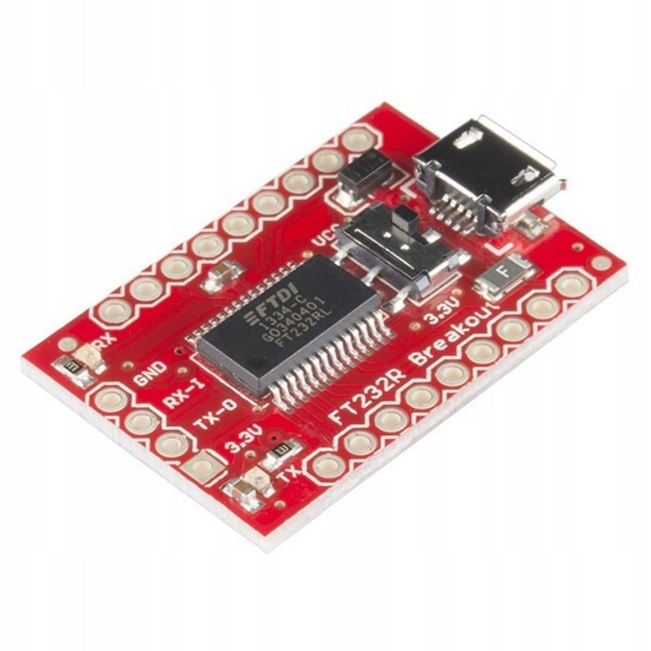 USB-UART конвертор FTDI FT232RL 3,3 V / 5 V microUSB - SparkFun, без конектори, модули за микроконтролери