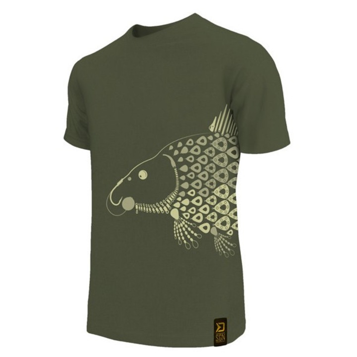 Férfi sport póló, Delphin, khaki, 100% pamut