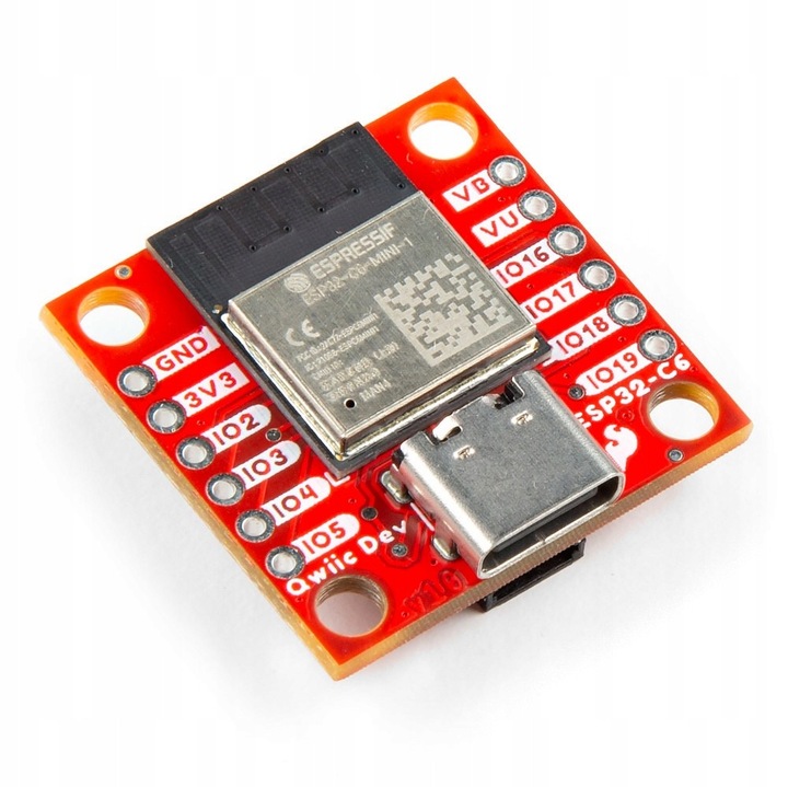 Платка за разработка Qwiic Pocket, SparkFun, модул ESP32-C6, размери 25,4x25,4 мм, свързаност Wi-Fi 6, Bluetooth 5.3