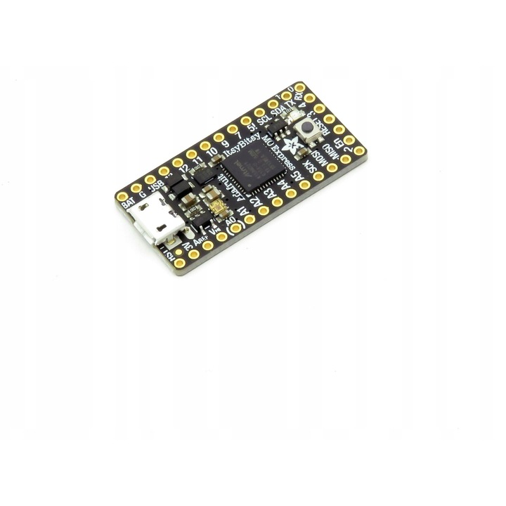 Модул ItsyBitsy M0 Express, Adafruit, микроконтролер ATSAMD21, 23 GPIO, 36x17,8x4,3mm, комплект със златни пин конектори