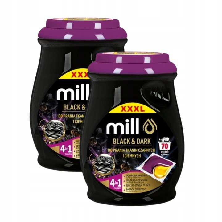 Mill mosószer kapszula fekete és sötét ruhákhoz, 70 kapszula, 2 darabos szett