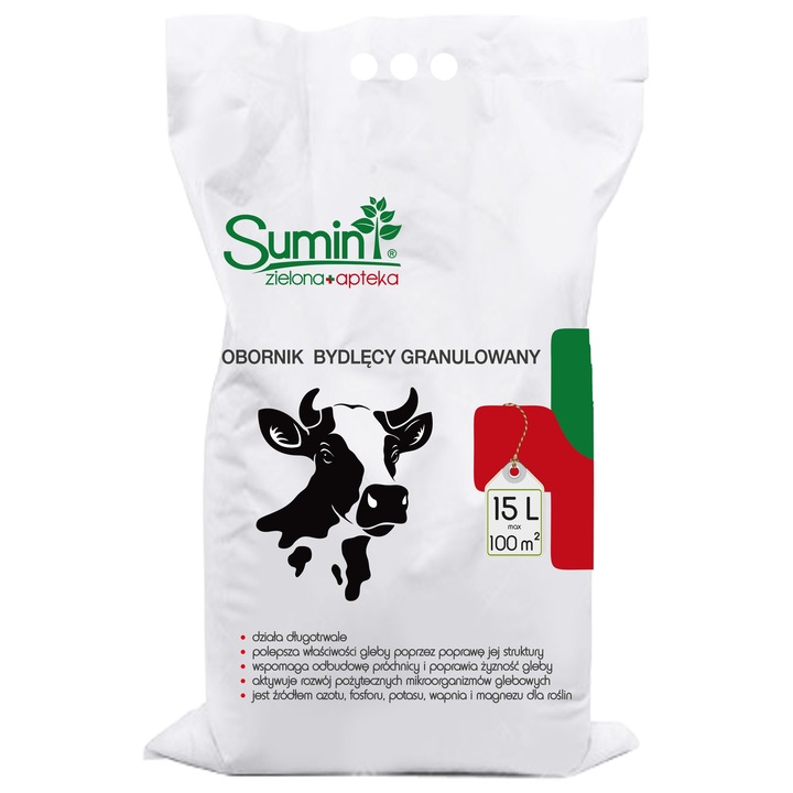 Ingrasamant natural granulata, Sumin, obornic bovin, 15l, imbunatateste structura solului, bogat in nutrienti