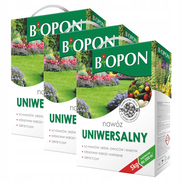 Ingrasamant universal BIOPON 5Kg pentru plante de gradina si de apartament, set 3 bucati
