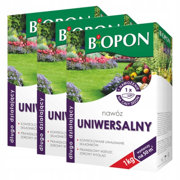 Ingrasamant BIOPON universal cu eliberare controlata, set 3 bucati, 1 kg, pentru toate tipurile de plante