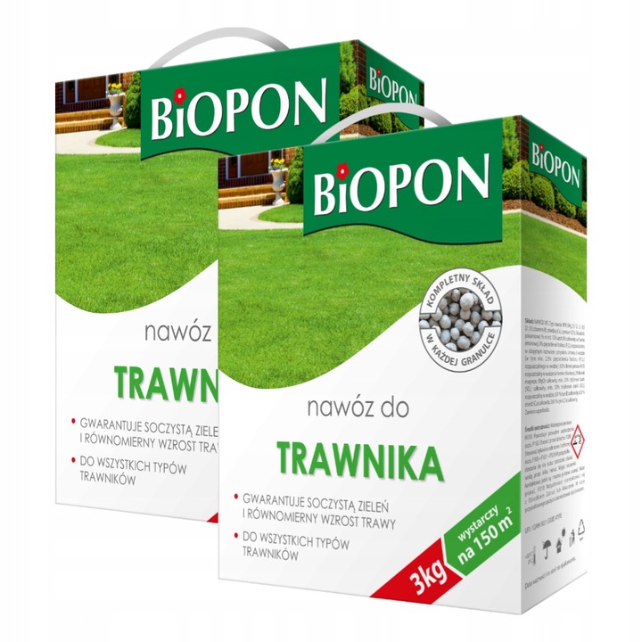 Тор за трева Biopon 3кг - Комплект 2 броя, балансирани хранителни вещества, устойчивост на стрес