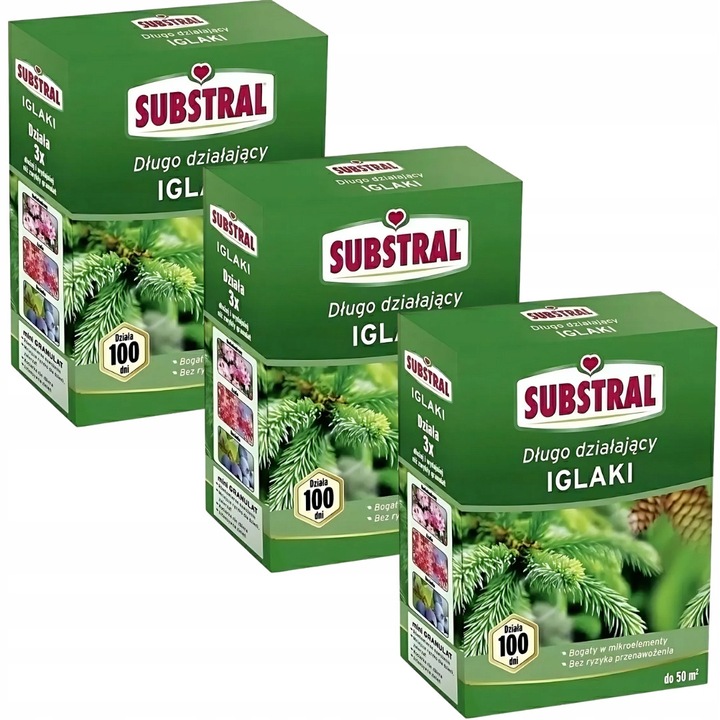 Ingrasamant Substral 100 zile pentru Iglaki, set 3 bucati, 1kg, utilizare pe termen lung